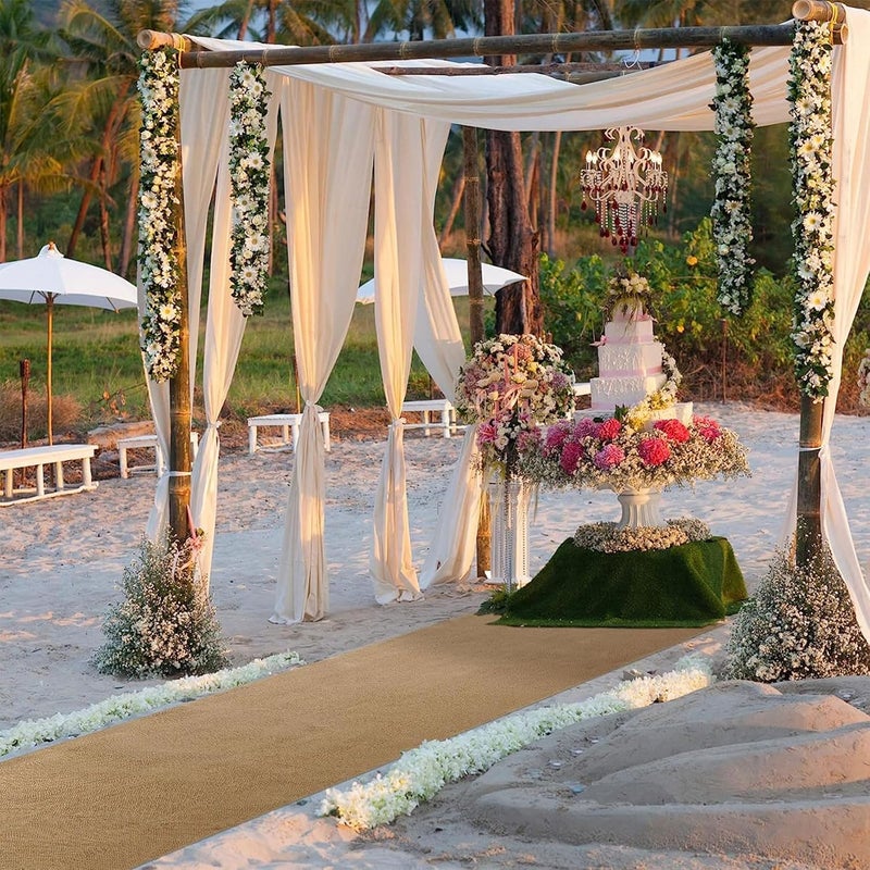 Tudomro 40 Inch x 30 Ft Extra Long Natural Burlap Wedding Aisle Runner Outdoor Jute Burlap Aisle Runner for Wedding Ceremony Rustic Indoor Carpet for Walkway (Elegant Style) - Image 5