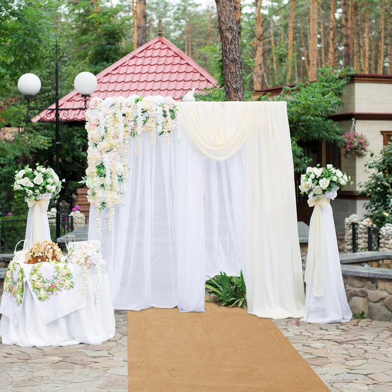 Tudomro 40 Inch x 30 Ft Extra Long Natural Burlap Wedding Aisle Runner Outdoor Jute Burlap Aisle Runner for Wedding Ceremony Rustic Indoor Carpet for Walkway (Elegant Style) - Image 4