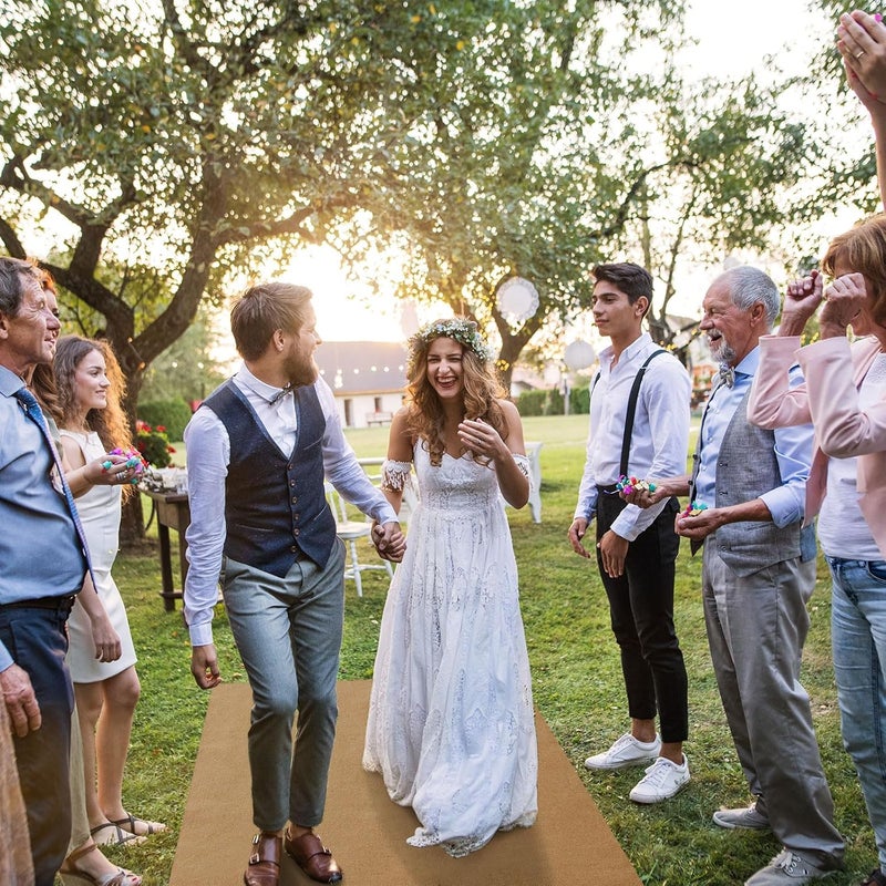 Tudomro 40 Inch x 30 Ft Extra Long Natural Burlap Wedding Aisle Runner Outdoor Jute Burlap Aisle Runner for Wedding Ceremony Rustic Indoor Carpet for Walkway (Elegant Style) - Image 2