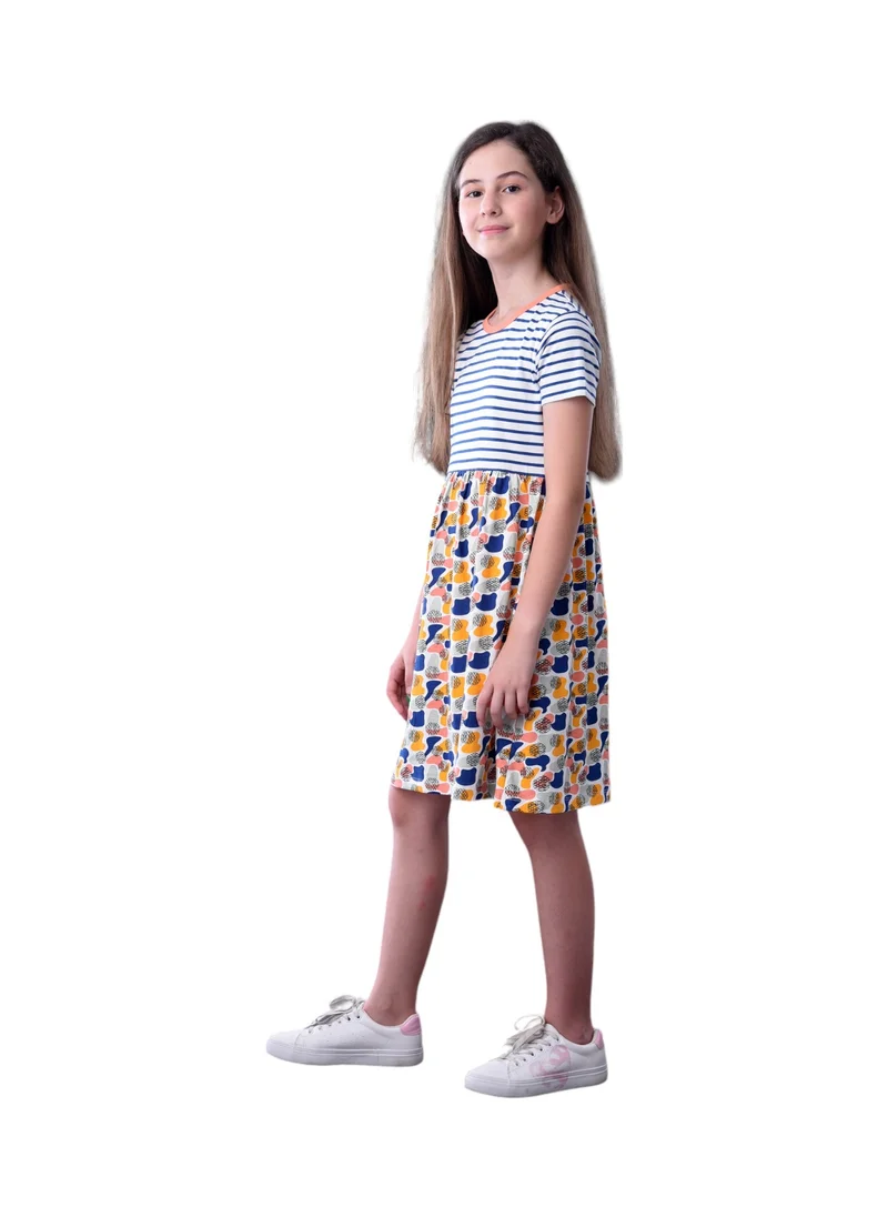 victor and jane Floral & Striped Fusion Dress