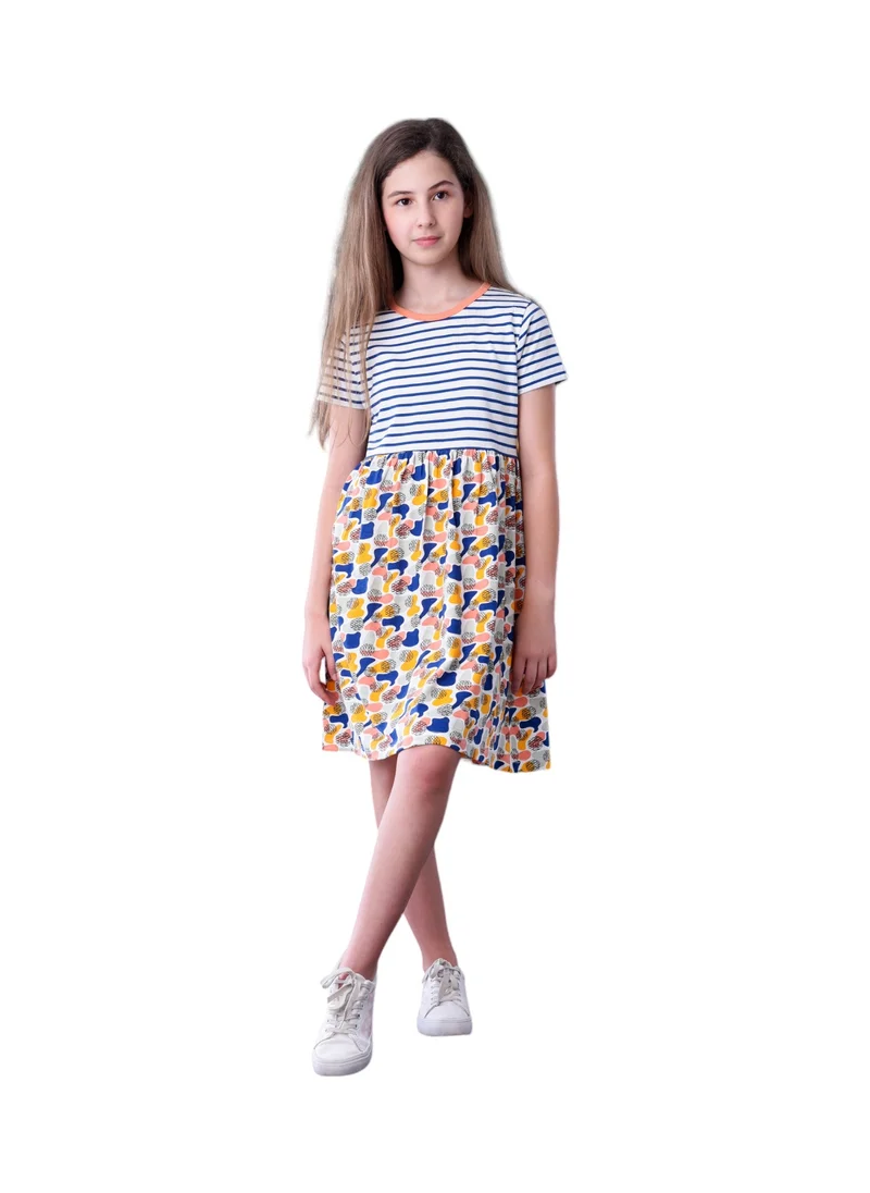 victor and jane Floral & Striped Fusion Dress
