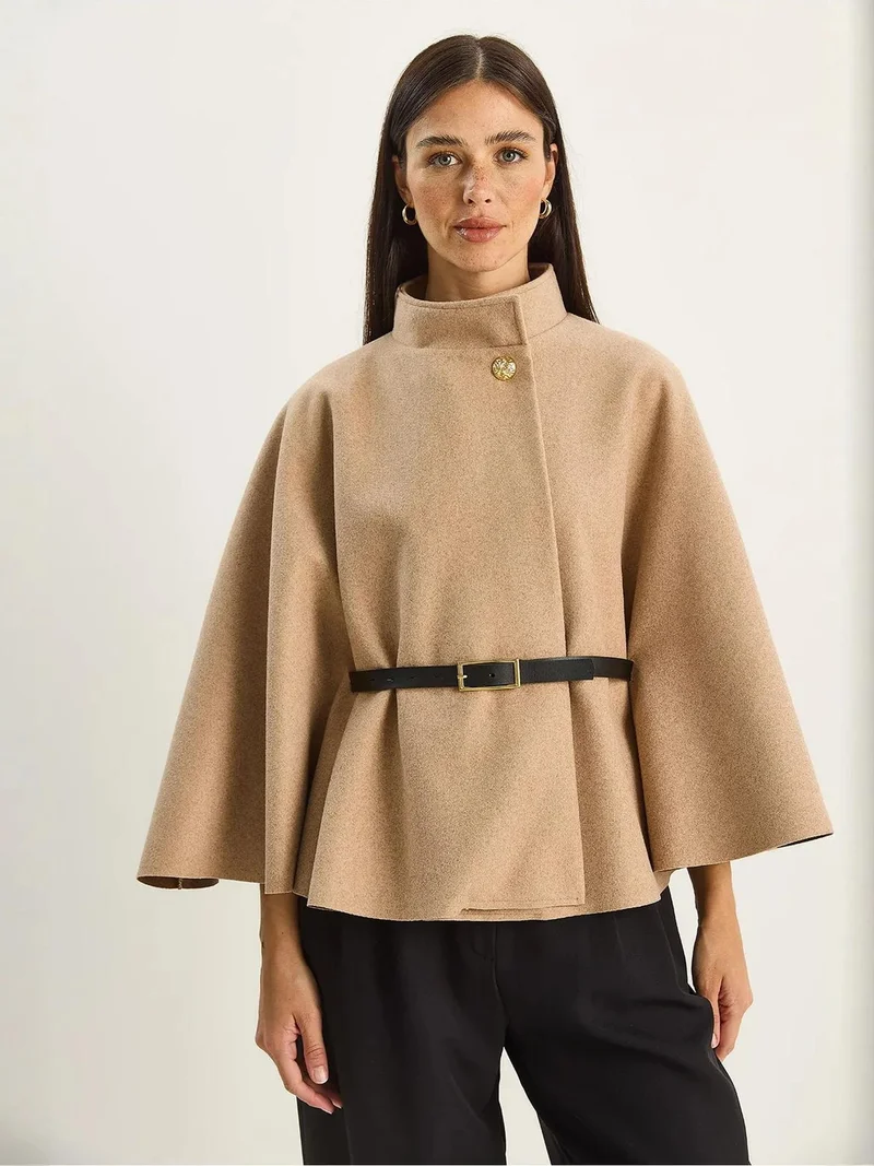 Bianco Lucci LUCCI Oversized Wool Blend Overcoat