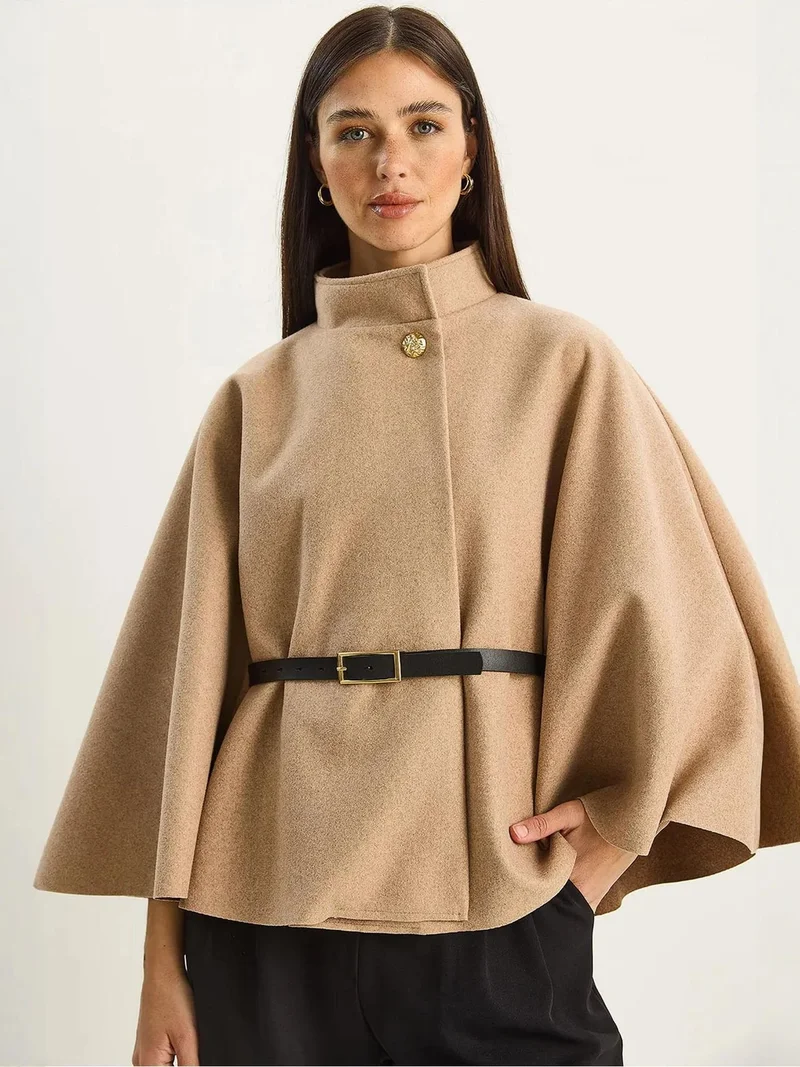 Bianco Lucci LUCCI Oversized Wool Blend Overcoat