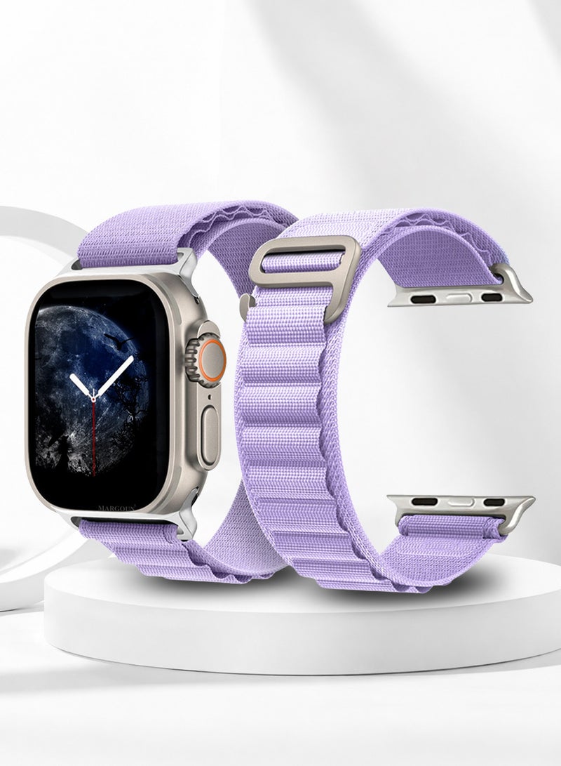 Replacement Band for Apple Watch Band 49mm 46mm 45mm 44mm - Alpine Loop Band for Women Men - Adjustable With Metal G-Hook Strap For iWatch Ultra Series SE 8/7/6/5/4/3/2/1 - Purple - Image 1