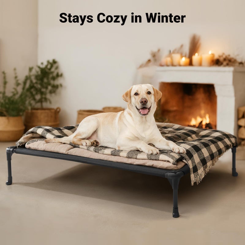 Veehoo Outdoor Elevated Dog Bed Large Sized Dogs, Large Cooling Raised Dog Cots Beds Training Platform Off Ground Hammock with Breathable Mesh, No-Slip Feet, 42"x30", Black - Image 2