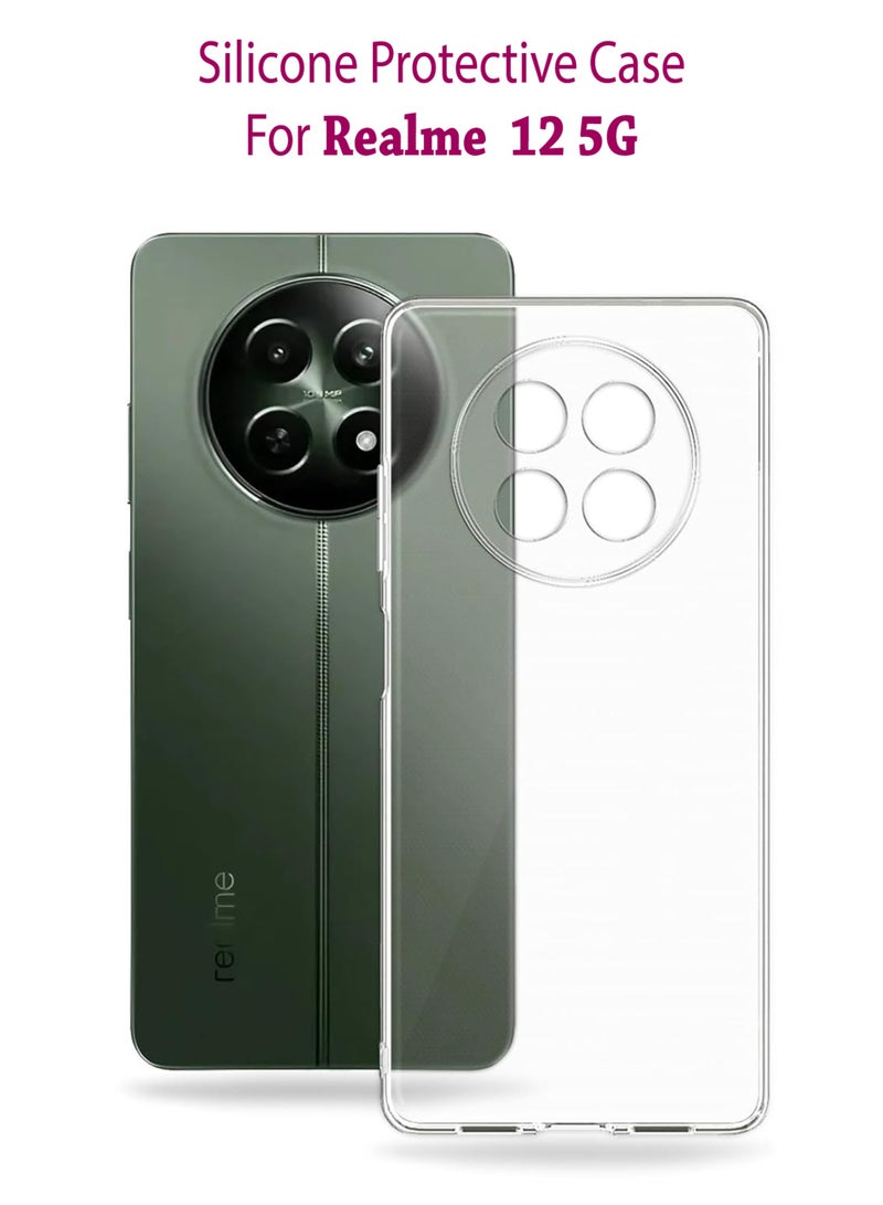 ولديك غطاء خلفي واقٍ من السيليكون لهاتف Realme 12 5G - شفاف - Image 1