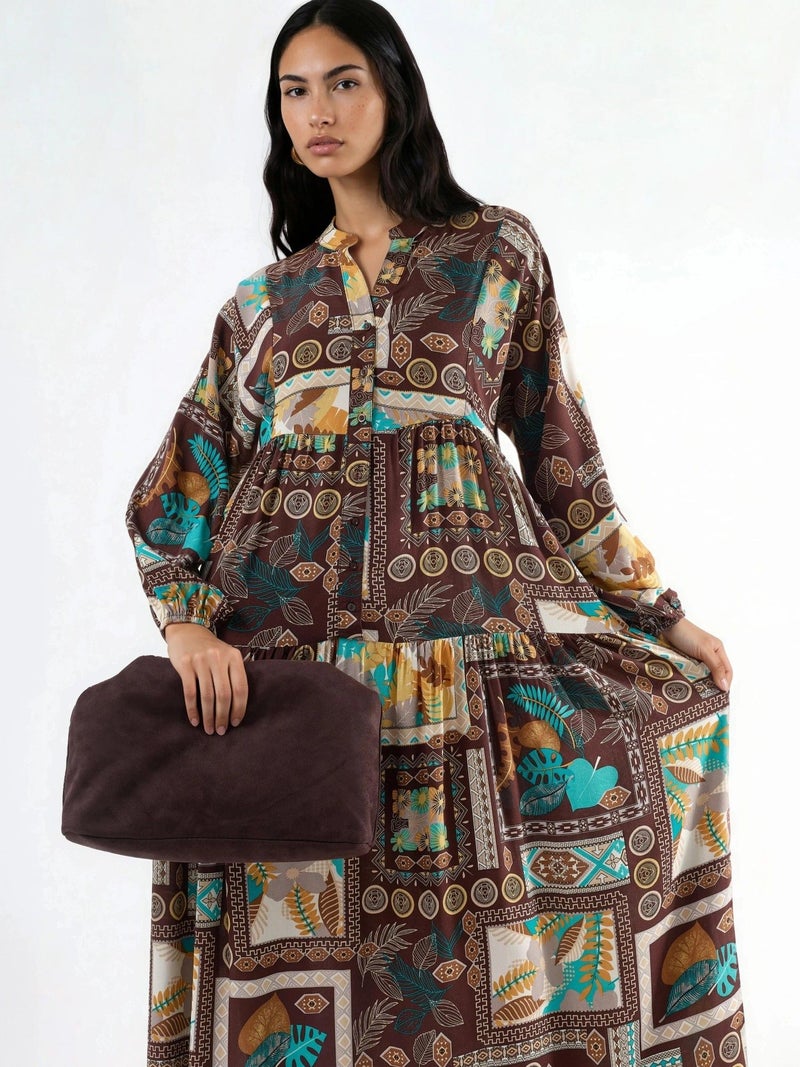 HICCUP V-Neck Patterned Maxi Dress - Image 2