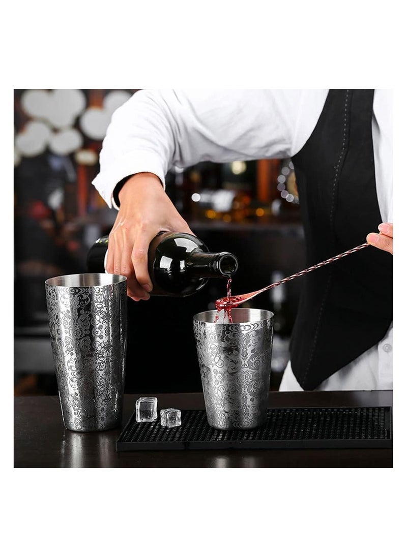SYOSI Cocktail Shaker, Stainless Steel Boston Shaker Tin, with Etched Pattern, 2 PCSUnweighted Cocktail Shaker 18oz & 28oz, Martini Shaker, Drink Mixer, Professional Bartender Kits (Royal Pattern)  - Image 2