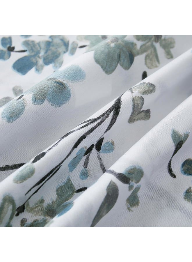 Vaulia Soft Microfiber Floral Duvet Cover Queen Size, Blue Chic Botanical Print Pattern, Lightweight and Breathable Design, 3-Piece Set (1 Duvet Cover 2 Pillow Shams) - Image 4