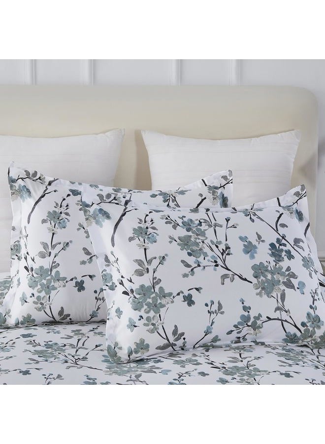 Vaulia Soft Microfiber Floral Duvet Cover Queen Size, Blue Chic Botanical Print Pattern, Lightweight and Breathable Design, 3-Piece Set (1 Duvet Cover 2 Pillow Shams) - Image 3