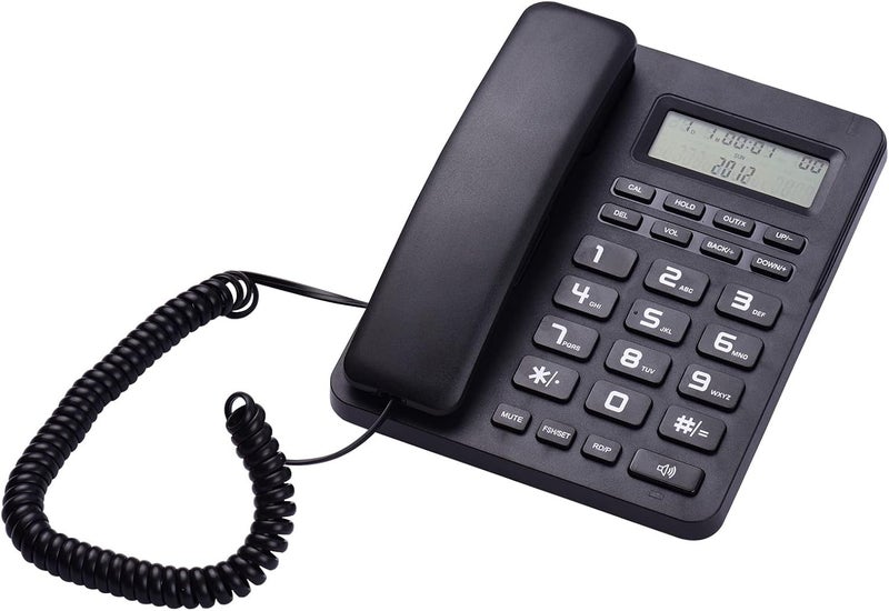 Karlak Wired Landline Desk Phone with Melodies Volume Adjustment for Business Home, Black - Image 3