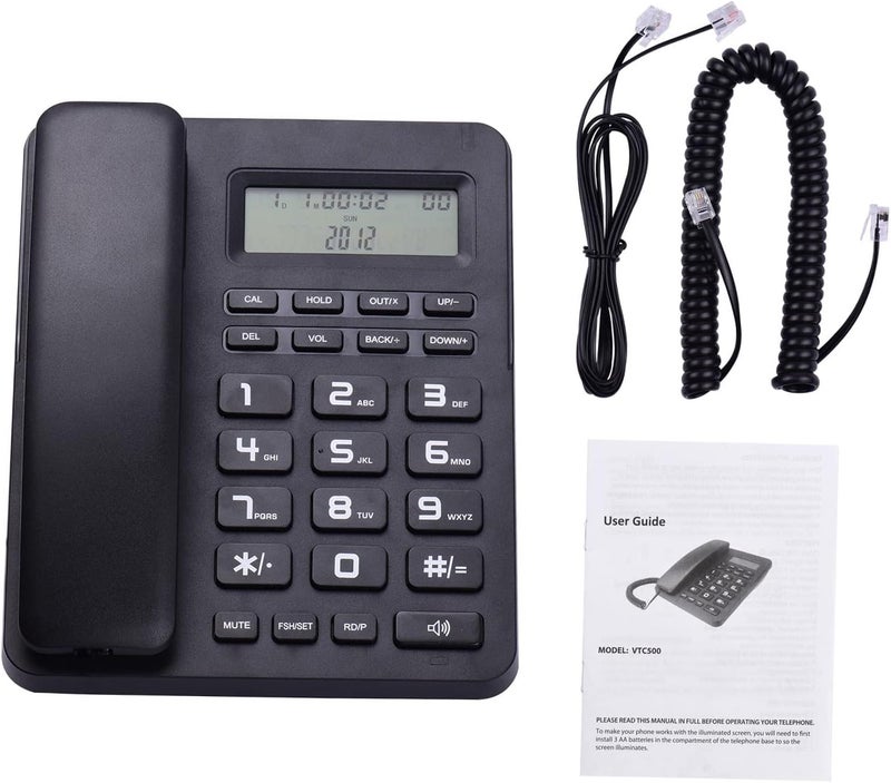 Karlak Wired Landline Desk Phone with Melodies Volume Adjustment for Business Home, Black - Image 2