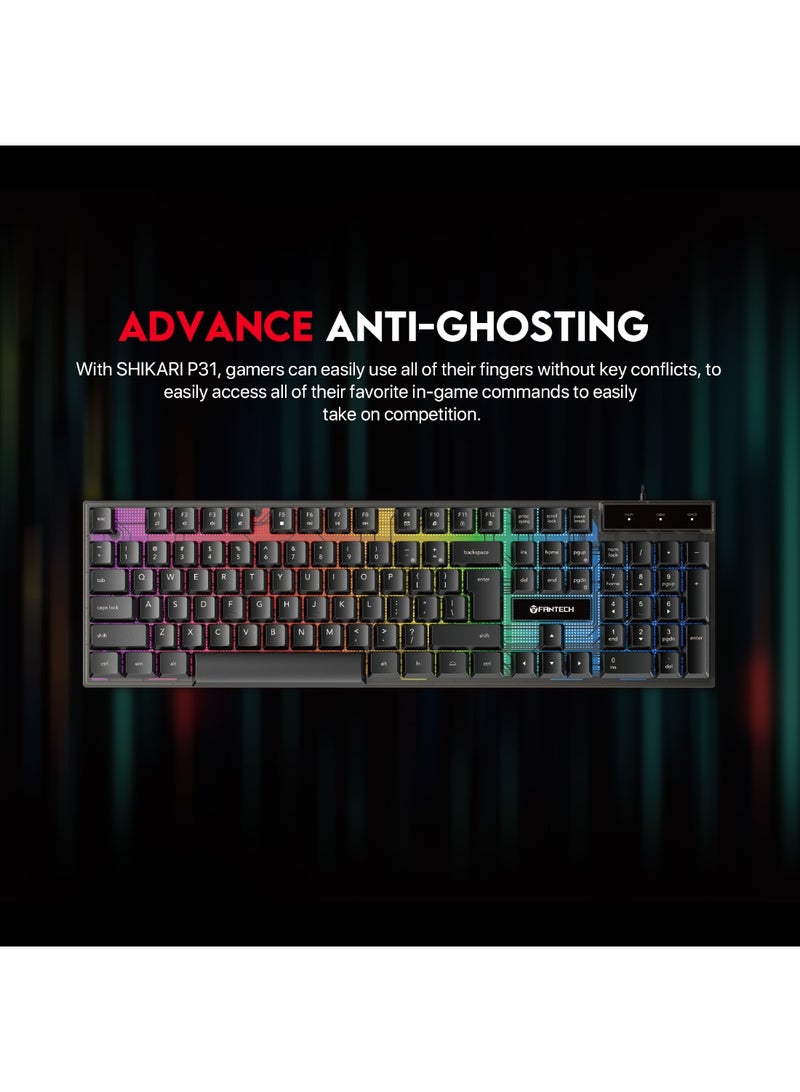 فانتيك مجموعة ألعاب Fantech Hero P31 التي تتضمن لوحة مفاتيح الألعاب K515 Shikari RGB وماوس الألعاب السلكي VX9 Kanata ونوع التحكم Vigil MP356 ولوحة ماوس الألعاب - Image 2