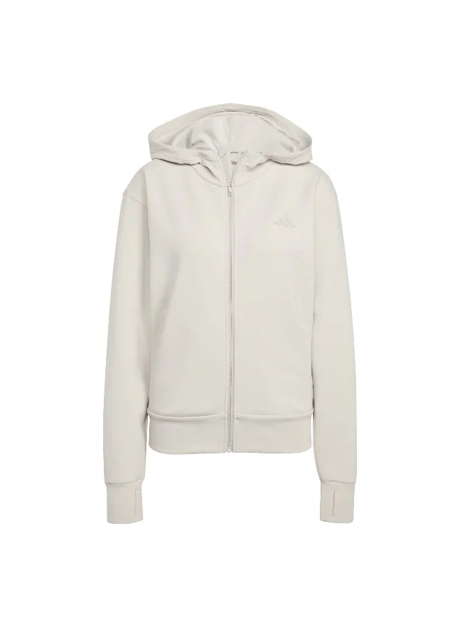 Adidas Adidas D4T Fz Hoodie Beige Hooded Sweat Sweatshirts For Women