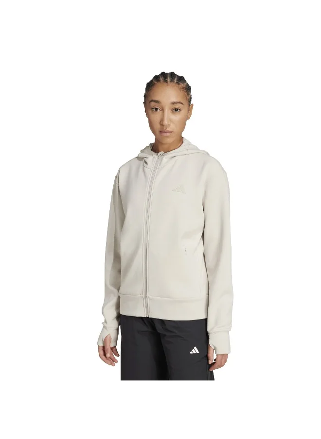 Adidas Adidas D4T Fz Hoodie Beige Hooded Sweat Sweatshirts For Women