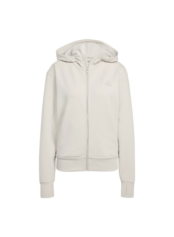 Adidas D4T Fz Hoodie Beige Hooded Sweat Sweatshirts For Women - Image 2