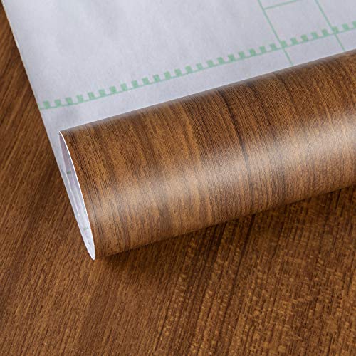 TOTIO Brown Wood Grain Contact Paper Thick Walnut Wood Wallpaper Peel Stick Walnut Wood Look Wall Paper Removable Adhesive Waterproof Wall Covering Decoration Countertop Table Counter Vinyl Wrap - Image 1
