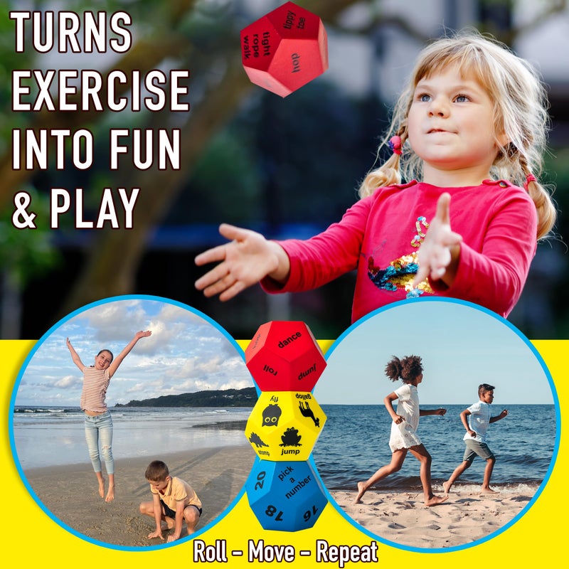 Covelico Exercise Dice for Kids - PE Equipment for Elementary School, Indoor Recess Games & Outdoor Kid Exercise Equipment - Fitness Dice Games, Gross Motor Toys for Playground Equipment for Schools - Image 3