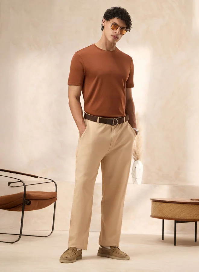 The Souled Store  The Souled Store Men Supima Orange Solid Cotton Regular Fit T-Shirt  | Best Price UAE