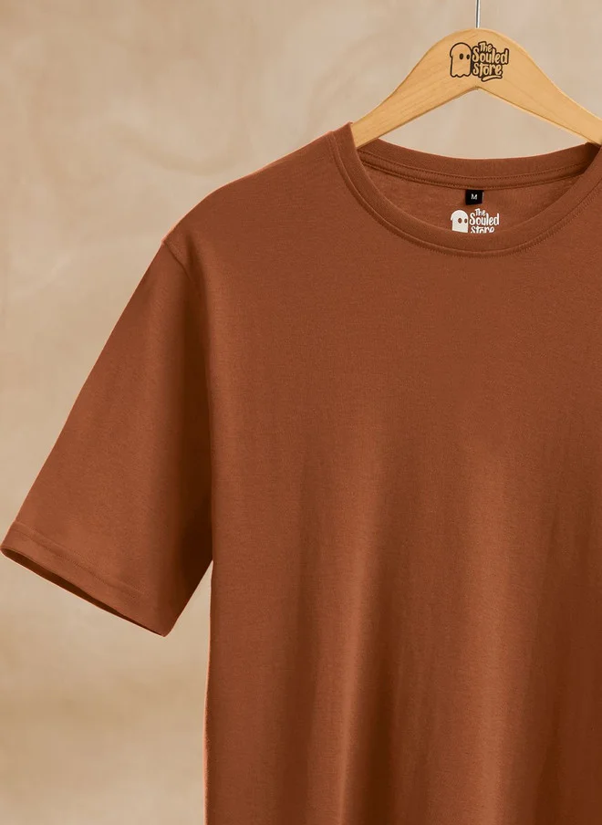 The Souled Store  The Souled Store Men Supima Orange Solid Cotton Regular Fit T-Shirt  | Best Price UAE