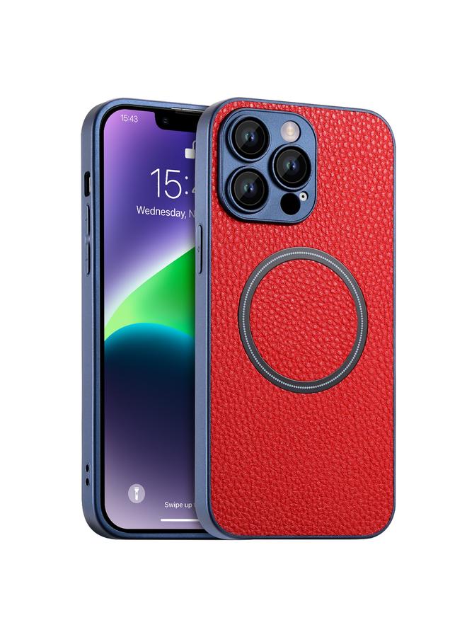 زبون جراب هاتف مغناطيسي MagSafe من الجلد بملمس الليتشي لهاتف iPhone 12 - Image 1