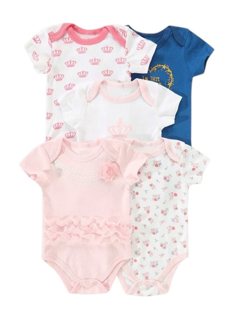 Bambimici Baby  Bodysuit Little Princess Short Sleeve  – 5-Piece Newborn Outfit - Image 1