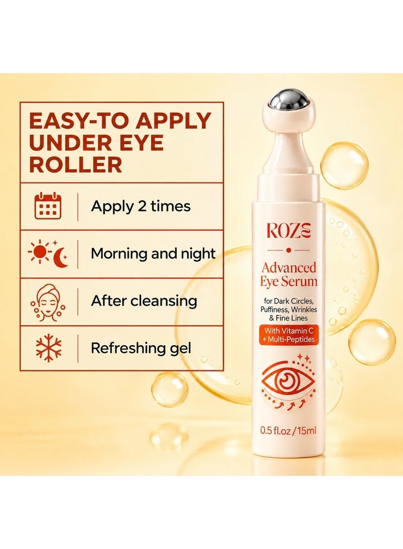 Roze Advanced Eye Roll-On Serum | Targets Dark circles | Puffiness | Wrinkles | 15ml - Image 4