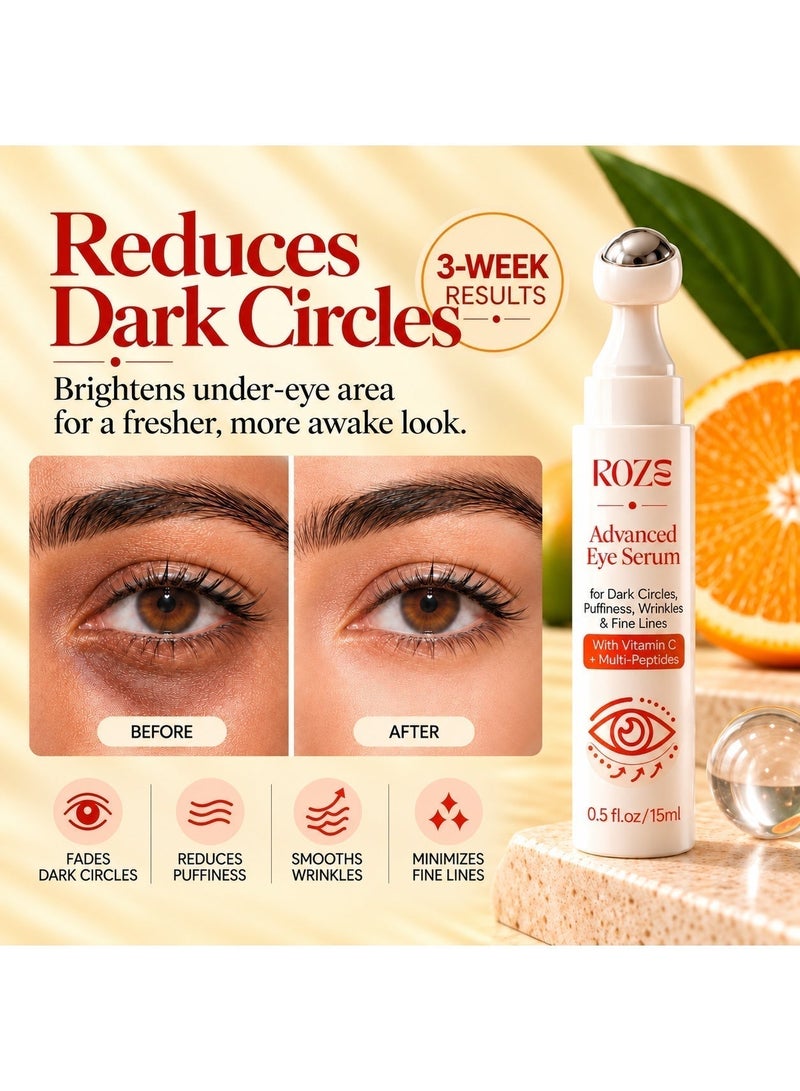 Roze Advanced Eye Roll-On Serum | Targets Dark circles | Puffiness | Wrinkles | 15ml - Image 2