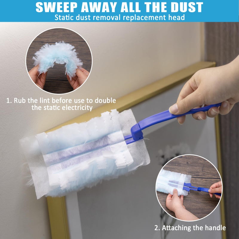 HLWDFLZ Microfiber Duster Kit 36pcs with 30 to 100 in Extension Pole and Ceiling Fan Cleaner Duster, Washable and Bendable Feather Duster for Cleaning Ceiling Fans, High Ceilings, Blinds, Grey - Image 4