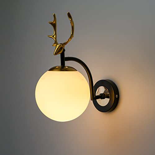 WOKE Retro Design Deer Head Wall Mounted LED Light Lamp Antique Decorative Wall Lamp (1277)(Glass)(Bulb Not Included) - Image 1