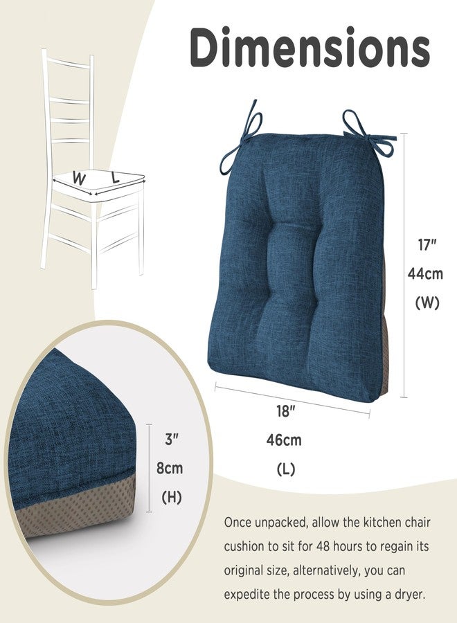 AddGrace Chair Cushions for Dining Chairs Set of 1 Kitchen Seat Cushions with Ties and Non Slip Backing Tufted Indoor Seat Pad for Kitchen Dining Room 18" x 17" x 3" Navy - Image 2