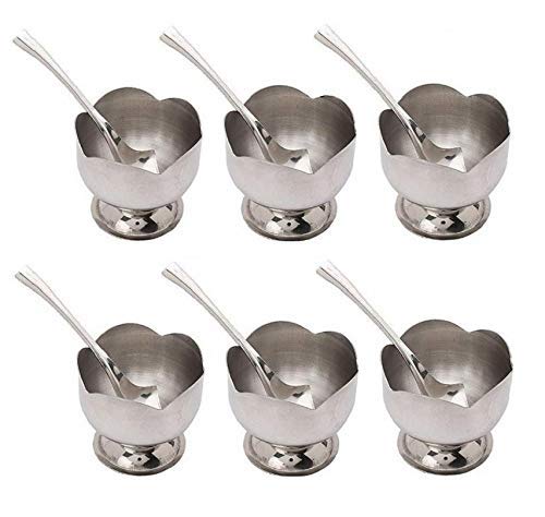 Homeistic Applience Homeistic Applience Stainless Steel Round Dessert Ice Cream Cups with Spoon Serving Bowl for Ice CreamFruitsPudding Gift Article Lotus Shape Cup Set of 12150 ML  - Image 4