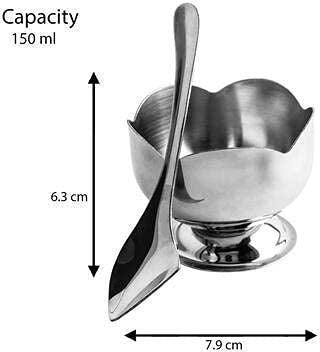 Homeistic Applience Homeistic Applience Stainless Steel Round Dessert Ice Cream Cups with Spoon Serving Bowl for Ice CreamFruitsPudding Gift Article Lotus Shape Cup Set of 12150 ML  - Image 2