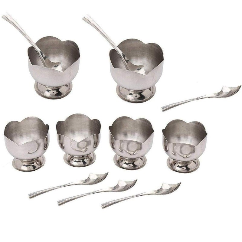 Homeistic Applience Homeistic Applience Stainless Steel Round Dessert Ice Cream Cups with Spoon Serving Bowl for Ice CreamFruitsPudding Gift Article Lotus Shape Cup Set of 12150 ML  - Image 5