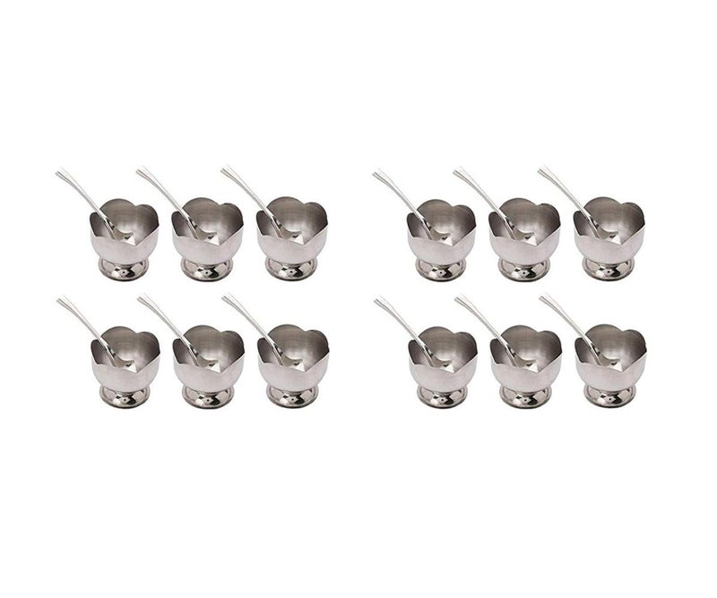 Homeistic Applience Homeistic Applience Stainless Steel Round Dessert Ice Cream Cups with Spoon Serving Bowl for Ice CreamFruitsPudding Gift Article Lotus Shape Cup Set of 12150 ML  - Image 1