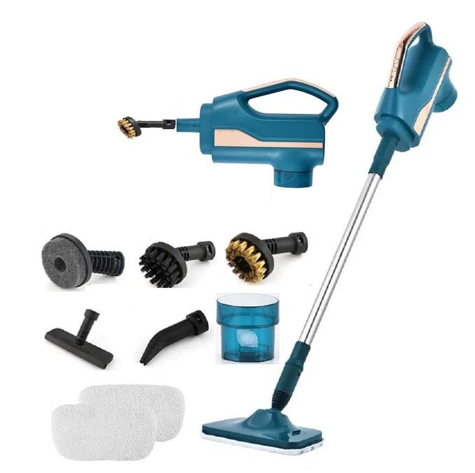 STEAM MOP CLEANER WITH DETACHABLE HANDHELD STEAMER FOR CLEANING HARDWOODLAMINATE FLOOR TILES AND GROUT WITH 6IN1 MULTIPURPOSE ACCESSORIES AND WASHABLE MICROFIBER PADS