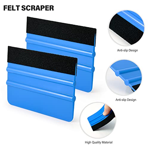 Gomake Vehicle Vinyl Wrap Window Tint Film Tool Kit Include 4 Inch Felt Squeegee, Retractable 9mm Utility Knife and Blades, Zippy Vinyl Cutter and Mini Go Corner Squeegee for Car Wrapping - Image 2