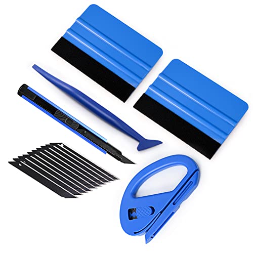 Gomake Vehicle Vinyl Wrap Window Tint Film Tool Kit Include 4 Inch Felt Squeegee, Retractable 9mm Utility Knife and Blades, Zippy Vinyl Cutter and Mini Go Corner Squeegee for Car Wrapping - Image 1