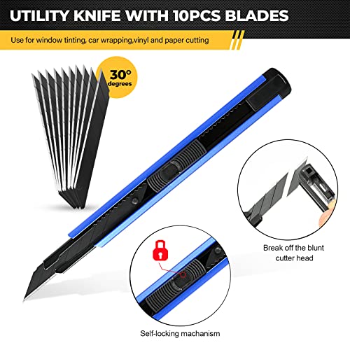 Gomake Vehicle Vinyl Wrap Window Tint Film Tool Kit Include 4 Inch Felt Squeegee, Retractable 9mm Utility Knife and Blades, Zippy Vinyl Cutter and Mini Go Corner Squeegee for Car Wrapping - Image 4