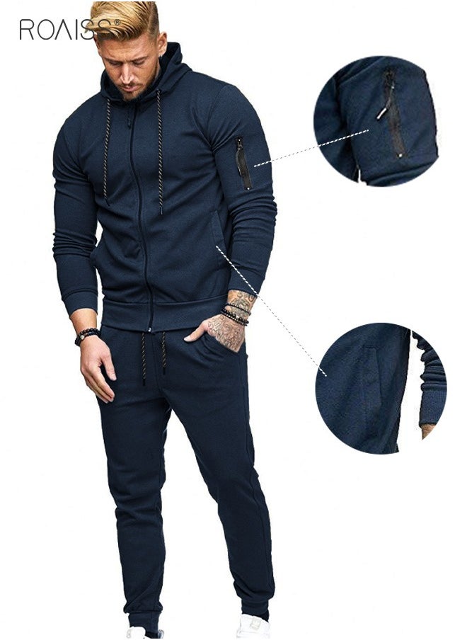 roaiss Mens Sweatsuits 2 Piece Hoodie Tracksuit Sets Casual Comfy Jogging Athletic Running Sports Suits Full Zip For Men  - Image 5