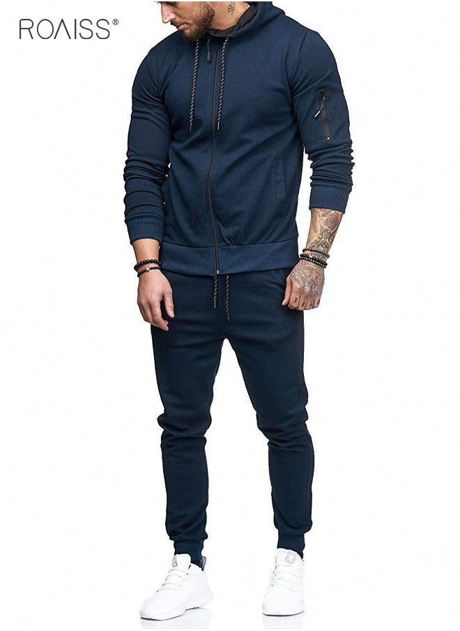 roaiss Mens Sweatsuits 2 Piece Hoodie Tracksuit Sets Casual Comfy Jogging Athletic Running Sports Suits Full Zip For Men  - Image 4