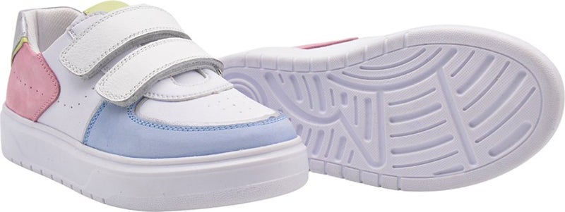 Kids A More Daisy Double Velcro Leather Girls Shoes Light Blue  - Image 2
