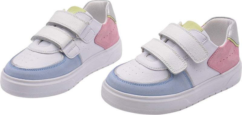 Kids A More Daisy Double Velcro Leather Girls Shoes Light Blue  - Image 4