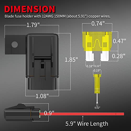 DaierTek Inline Fuse Holder 12V 12 AWG Waterproof ATC/ATO Blade Fuse Holder with 20 Amp 30 Amp 40 Amp Inline Fuse Heavy Duty in Line Fuse Holder for Marine Automotive Vehicle -6Pcs - Image 2
