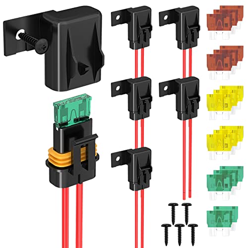 DaierTek Inline Fuse Holder 12V 12 AWG Waterproof ATC/ATO Blade Fuse Holder with 20 Amp 30 Amp 40 Amp Inline Fuse Heavy Duty in Line Fuse Holder for Marine Automotive Vehicle -6Pcs - Image 1