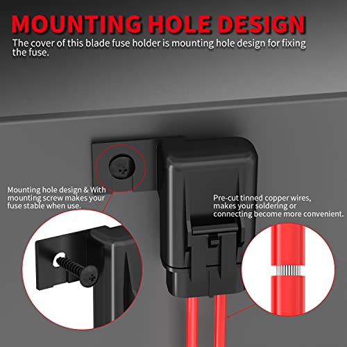 DaierTek Inline Fuse Holder 12V 12 AWG Waterproof ATC/ATO Blade Fuse Holder with 20 Amp 30 Amp 40 Amp Inline Fuse Heavy Duty in Line Fuse Holder for Marine Automotive Vehicle -6Pcs - Image 4