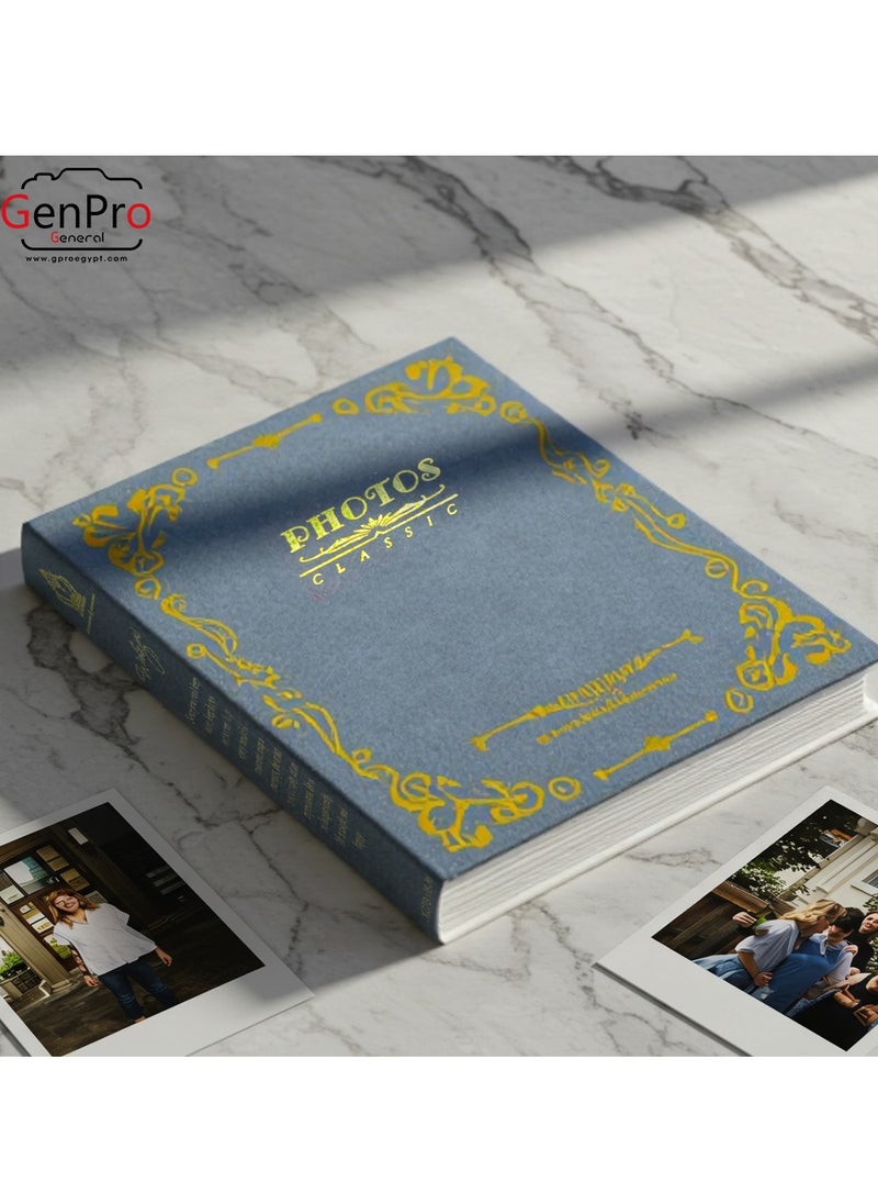 جينرال برو - ألبوم صور فاخر من GenPro - يسع 100 صورة مقاس 10x15 سم بنقوش ذهبية أنيقة (رمادى) - Image 1