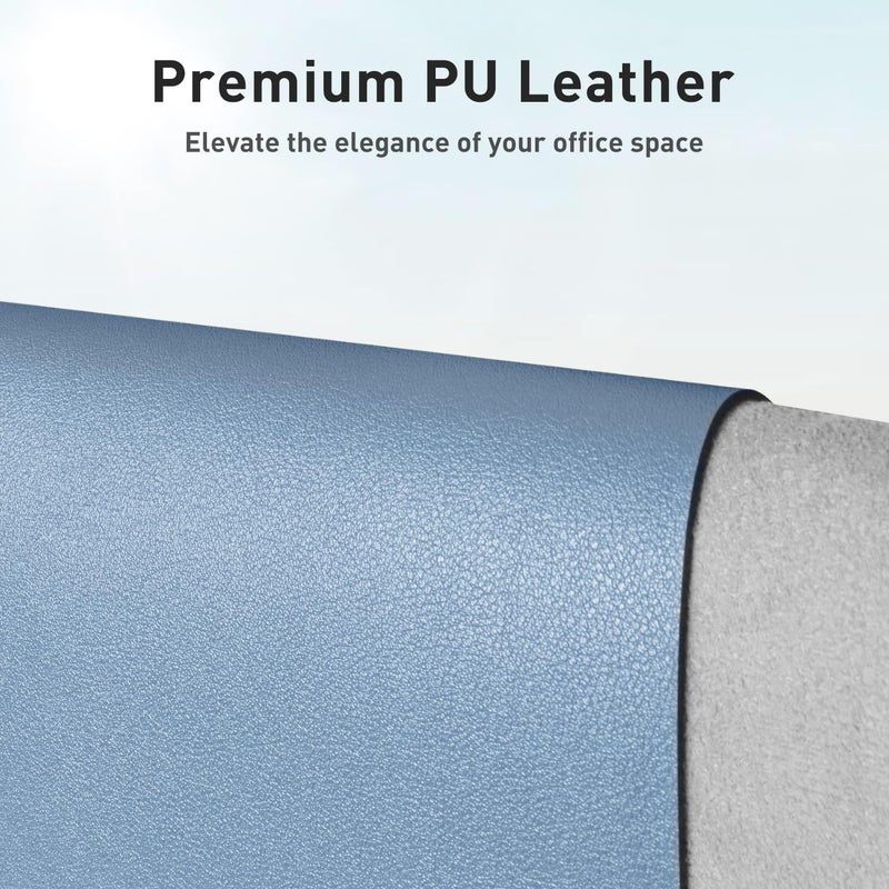 Aothia Leather Desk Pad Protector, Office Mat, Large Mouse Pad, Non-Slip PU Leather Blotter, Laptop Desk Pad, Waterproof Writing Pad for Office and Home (Denim Blue, 31.5" x 15.7") - Image 2