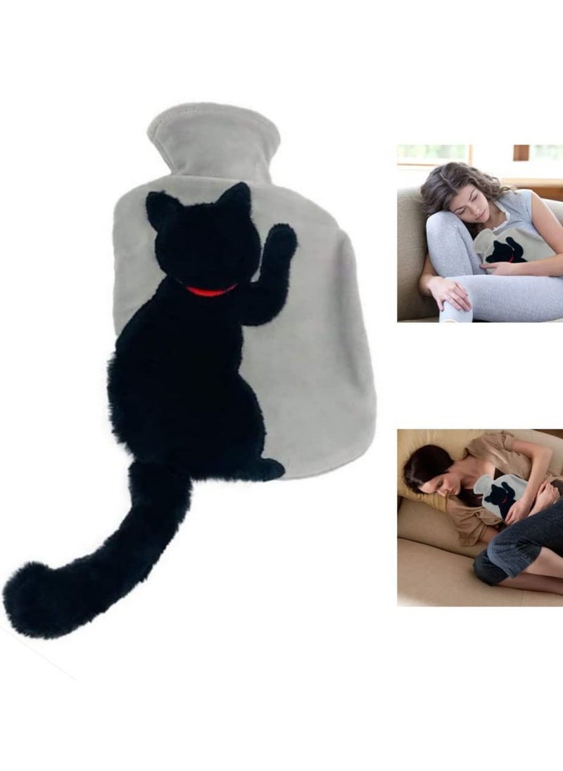 SYOSI Hot Water Bag with Soft Cat Cover Winter Hand Warmer Feet Warmer Neck and Shoulder Pain Relief  - Image 1