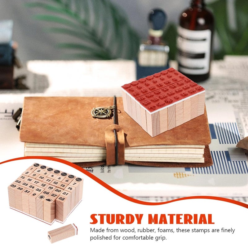 VILLCASE 42pcs Wood Rubber Stamps Scrapbook Decorative Handmade Stamps for Planner Journal DIY - Image 3